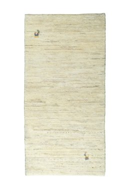 Full view of New Persian Gabbeh rug from Iran / Persia, 137 × 71 cm in Beige tones