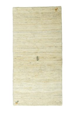 Full view of New Persian Gabbeh rug from Iran / Persia, 141 × 71 cm in Beige tones