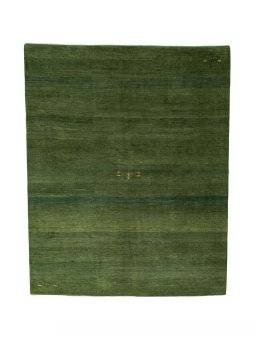 Full view of New Persian Gabbeh rug from Iran / Persia, 242 × 195 cm in Green tones