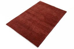 Corner detail of New Persian Gabbeh rug showing border pattern and Wool pile