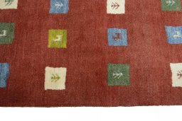 Close-up detail of New Persian Gabbeh rug from Iran / Persia showing Wool weave
