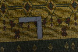 Close-up detail of New Persian Gabbeh rug from Iran / Persia showing Wool weave