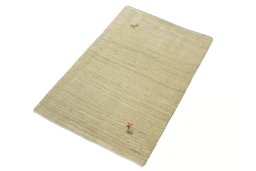 Corner detail of New Persian Gabbeh rug showing border pattern and Wool pile