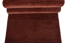 Full view of New Persian Gabbeh rug from Iran / Persia, 295 × 83 cm in Red tones