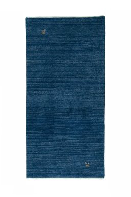 Full view of New Persian Gabbeh rug from Iran / Persia, 145 × 72 cm in Blue tones