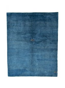 Full view of New Persian Gabbeh rug from Iran / Persia, 255 × 205 cm in Blue tones