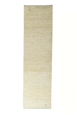 Full view of New Persian Gabbeh rug from Iran / Persia, 300 × 84 cm in Beige tones
