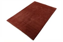 Corner detail of New Persian Gabbeh rug showing border pattern and Wool pile