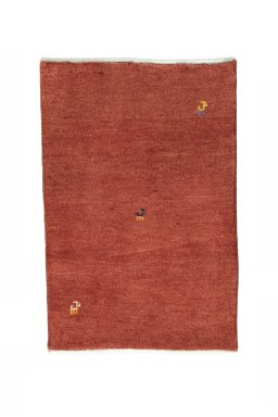 Full view of New Persian Gabbeh rug from Iran / Persia, 90 × 60 cm in Red tones