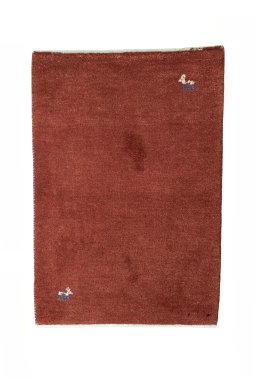 Full view of New Persian Gabbeh rug from Iran / Persia, 94 × 64 cm in Red tones