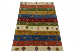 Surface texture of New Persian Gabbeh rug with natural Wool and intricate pattern