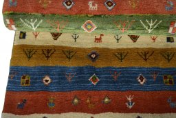Full view of New Persian Gabbeh rug from Iran / Persia, 122 × 77 cm in Multi Color tones