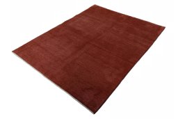 Corner detail of New Persian Gabbeh rug showing border pattern and Wool pile