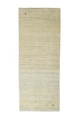 Full view of New Persian Gabbeh rug from Iran / Persia, 204 × 82 cm in Beige tones