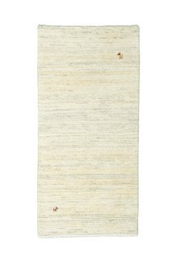 Full view of New Persian Gabbeh rug from Iran / Persia, 146 × 71 cm in Beige tones