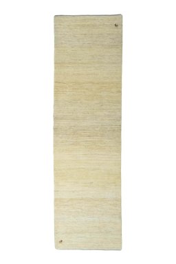 Full view of New Persian Gabbeh rug from Iran / Persia, 295 × 86 cm in Beige tones