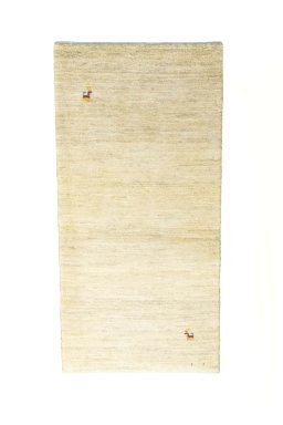 Full view of New Persian Gabbeh rug from Iran / Persia, 144 × 71 cm in Beige tones