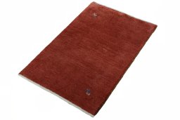 Corner detail of New Persian Gabbeh rug showing border pattern and Wool pile