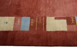 Close-up detail of New Persian Gabbeh rug from Iran / Persia showing Wool weave