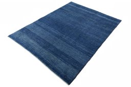 Corner detail of New Persian Gabbeh rug showing border pattern and Wool pile