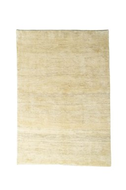 Full view of New Persian Gabbeh rug from Iran / Persia, 251 × 174 cm in Beige tones