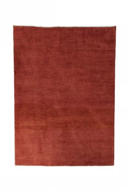 Full view of New Persian Gabbeh rug from Iran / Persia, 241 × 175 cm in Red tones