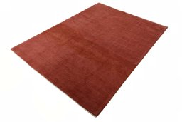 Corner detail of New Persian Gabbeh rug showing border pattern and Wool pile