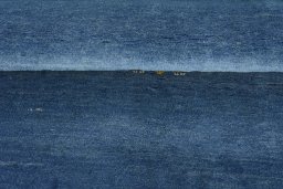 Full view of New Persian Gabbeh rug from Iran / Persia, 196 × 151 cm in Blue tones