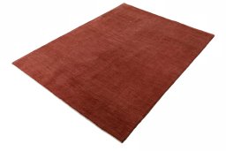 Corner detail of New Persian Gabbeh rug showing border pattern and Wool pile