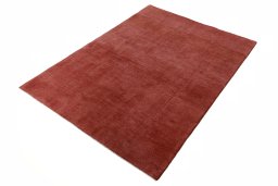 Corner detail of New Persian Gabbeh rug showing border pattern and Wool pile