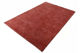 Corner detail of New Persian Gabbeh rug showing border pattern and Wool pile