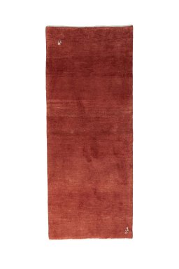 Full view of New Persian Gabbeh rug from Iran / Persia, 193 × 77 cm in Red tones