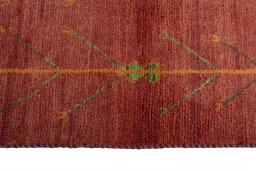 Close-up detail of New Persian Gabbeh rug from Iran / Persia showing Wool weave