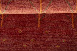 Full view of New Persian Gabbeh rug from Iran / Persia, 126 × 78 cm in Red tones
