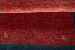 Full view of New Persian Gabbeh rug from Iran / Persia, 126 × 81 cm in Red tones