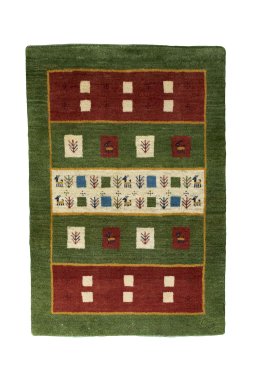 Full view of New Persian Gabbeh rug from Iran / Persia, 125 × 85 cm in Green tones