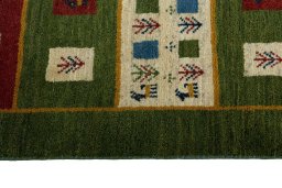 Close-up detail of New Persian Gabbeh rug from Iran / Persia showing Wool weave