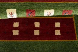 Full view of New Persian Gabbeh rug from Iran / Persia, 125 × 85 cm in Green tones