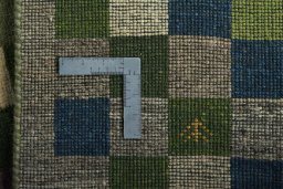 Close-up detail of New Persian Gabbeh rug from Iran / Persia showing Wool weave