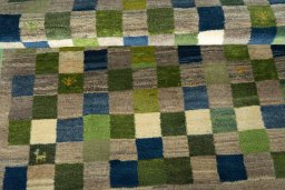 Full view of New Persian Gabbeh rug from Iran / Persia, 145 × 101 cm in Multi Color tones