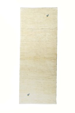 Full view of New Persian Gabbeh rug from Iran / Persia, 201 × 78 cm in Beige tones