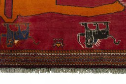 Central medallion detail of 2000s Persian Gabbeh rug from Iran / Persia