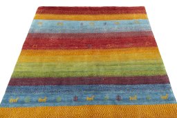 Surface texture of New Persian Gabbeh rug with natural Wool and intricate pattern