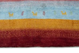 Central medallion detail of New Persian Gabbeh rug from Iran / Persia