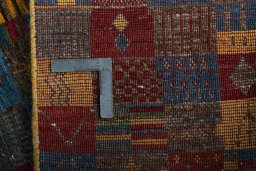 Close-up detail of New Persian Gabbeh rug from Iran / Persia showing Wool weave