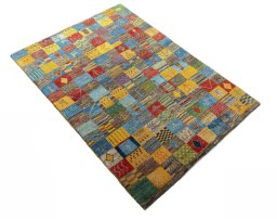 Close-up detail of New Persian Gabbeh rug from Iran / Persia showing Wool weave