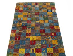 Surface texture of New Persian Gabbeh rug with natural Wool and intricate pattern