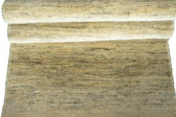 Full view of New Persian Gabbeh rug from Iran / Persia, 290 × 76 cm in Beige tones
