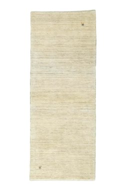 Full view of New Persian Gabbeh rug from Iran / Persia, 203 × 80 cm in Beige tones