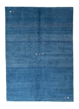 Full view of New Persian Gabbeh rug from Iran / Persia, 245 × 175 cm in Blue tones